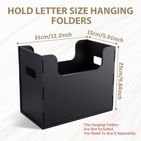 2 Pcs Portable Desktop File, Side Handles, Filing Organizer, Hanging File Folders, Letter Size for Schools Office Home (Black) in Kuwait