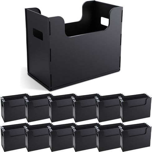 2 Pcs Portable Desktop File, Side Handles, Filing Organizer, Hanging File Folders, Letter Size for Schools Office Home (Black) in Kuwait