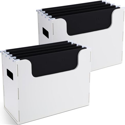 2 Pcs Portable Desktop File, Side Handles, Filing Organizer, Hanging File Folders, Letter Size for Schools Office Home (Black) in Kuwait