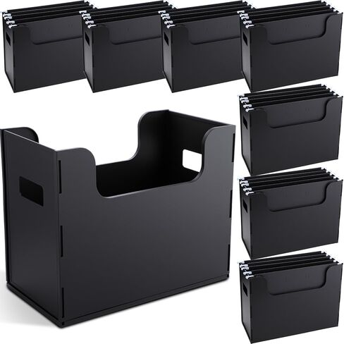2 Pcs Portable Desktop File, Side Handles, Filing Organizer, Hanging File Folders, Letter Size for Schools Office Home (Black) in Kuwait