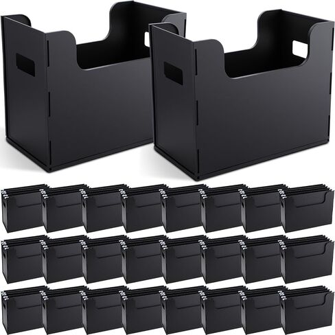 2 Pcs Portable Desktop File, Side Handles, Filing Organizer, Hanging File Folders, Letter Size for Schools Office Home (Black) in Kuwait