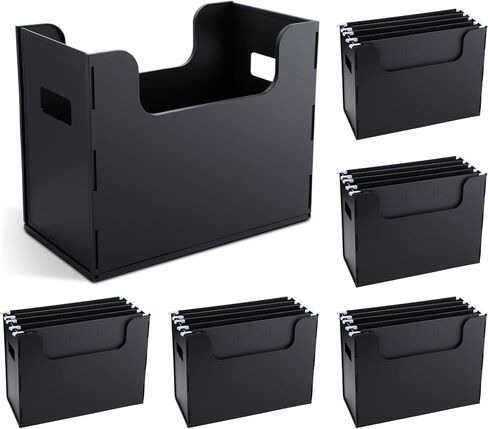 2 Pcs Portable Desktop File, Side Handles, Filing Organizer, Hanging File Folders, Letter Size for Schools Office Home (Black) in Kuwait