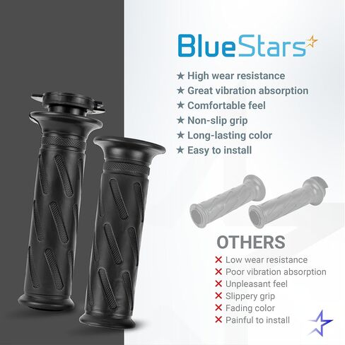 مقابض يد للدراجات النارية BlueStars متينة 57110-29G02-291 و57211-22D02-291 - متوافقة مع سوزوكي GSX-R600 GSX-R750 GSX-R1000 AN400 SV650 DL650 TU250X - مطاط متين ومريح مانع للانزلاق in Kuwait
