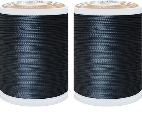 خيط نايلون مربوط بخيط خياطة عالي التحمل مقاس #40 خيوط Tex75 لخياطة الجلود والقماش والأحذية وخيوط المفروشات الخارجية عبوة من قطعتين (300 ياردة لكل واحدة) (أسود + بني شوكولاتة) in Kuwait