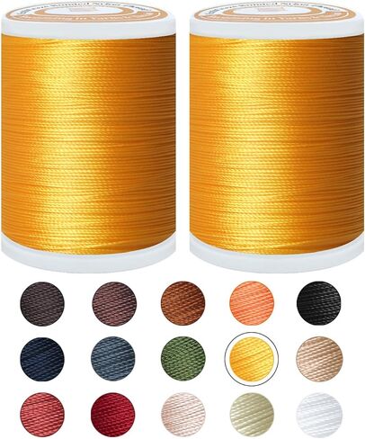 خيط نايلون مربوط بخيط خياطة عالي التحمل مقاس #40 خيوط Tex75 لخياطة الجلود والقماش والأحذية وخيوط المفروشات الخارجية عبوة من قطعتين (300 ياردة لكل واحدة) (أسود + بني شوكولاتة) in Kuwait