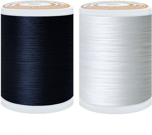 خيط نايلون مربوط بخيط خياطة عالي التحمل مقاس #40 خيوط Tex75 لخياطة الجلود والقماش والأحذية وخيوط المفروشات الخارجية عبوة من قطعتين (300 ياردة لكل واحدة) (أسود + بني شوكولاتة) in Kuwait
