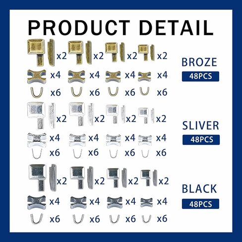 144Pcs Zipper Fix Replacement Kit, 4 Standard Sizes (#3#5#8#10) with Zipper Sliders, Insertion Pins, 3‑Color Stops and Organizer Box for Clothing, Bags and Outdoor Gear in Saudi Arabia