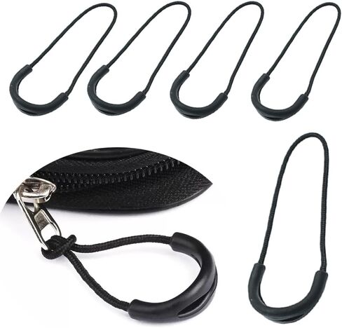 20pcs Colorful Zipper Pulls Replacement, Nylon Cord Zipper Tab for Jackets, Handbags, Luggage, Boots, Multiple Colors Available (Black) in Saudi Arabia