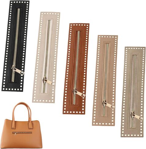 5 PCS Crochet Zipper with Holes,10.6 Inch Leather Zipper Pulls for Sewing Crochet Zippers Set, Ideal for DIY Purse, Handbag Craft Projects in Kuwait