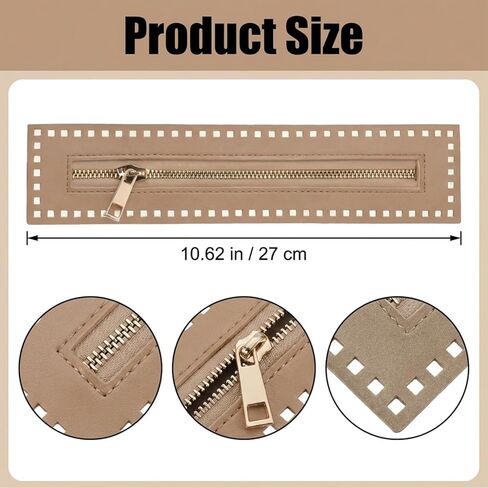 5 PCS Crochet Zipper with Holes,10.6 Inch Leather Zipper Pulls for Sewing Crochet Zippers Set, Ideal for DIY Purse, Handbag Craft Projects in Kuwait