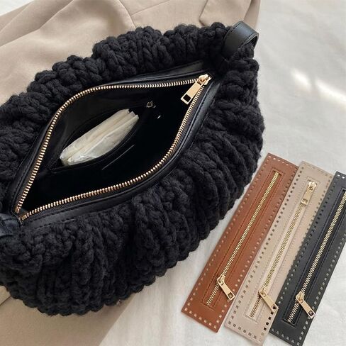 5 PCS Crochet Zipper with Holes,10.6 Inch Leather Zipper Pulls for Sewing Crochet Zippers Set, Ideal for DIY Purse, Handbag Craft Projects in Kuwait