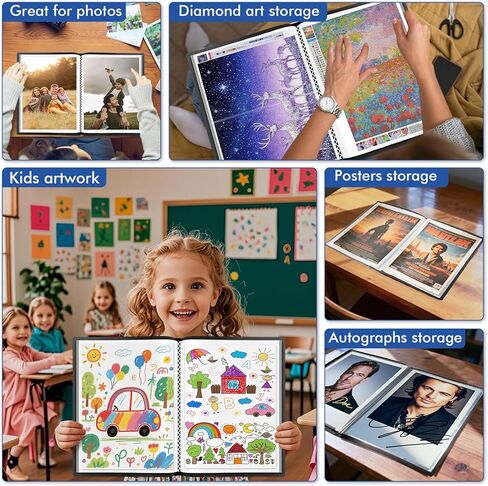 GOTIDEAL Art Portfolios 11"x17",Large Portfolio Folder,30 Pockets Display 60 Pages Kids Art Painting Portfolio Binder with Clear Plastic Sleeves,Presentation Book Book for Artists Artwork Drawing in Saudi Arabia