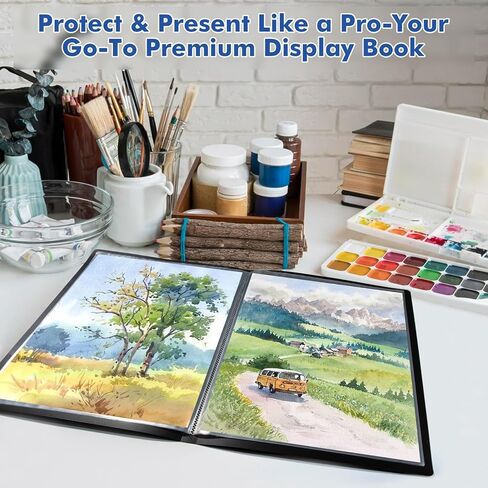 GOTIDEAL Art Portfolios 11"x17",Large Portfolio Folder,30 Pockets Display 60 Pages Kids Art Painting Portfolio Binder with Clear Plastic Sleeves,Presentation Book Book for Artists Artwork Drawing in Saudi Arabia