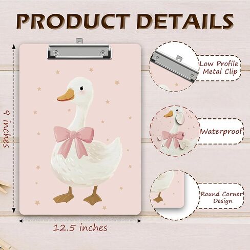 Silly Goose Clipboard, Cute Wooden Clipboard with Low Profile Metal Clip, Clip Boards Gifts for Doctors Nurses Teachers Students Women Kids, Office School Supplies 9 x 12.5 in -A32 in Saudi Arabia