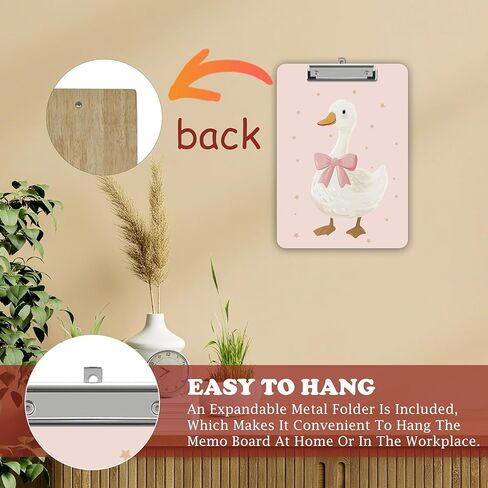 Silly Goose Clipboard, Cute Wooden Clipboard with Low Profile Metal Clip, Clip Boards Gifts for Doctors Nurses Teachers Students Women Kids, Office School Supplies 9 x 12.5 in -A32 in Saudi Arabia