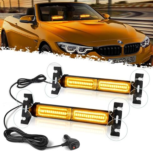 DIBMS 40 LED Stroboscopic Indicator Light Bar, Front Rear Windshield Visor Lights, Dash Safety Warning for Construction Tow Plow Trucks Car Accessories Emergency Rooftop Strobe LightBar (Amber/White) in Saudi Arabia
