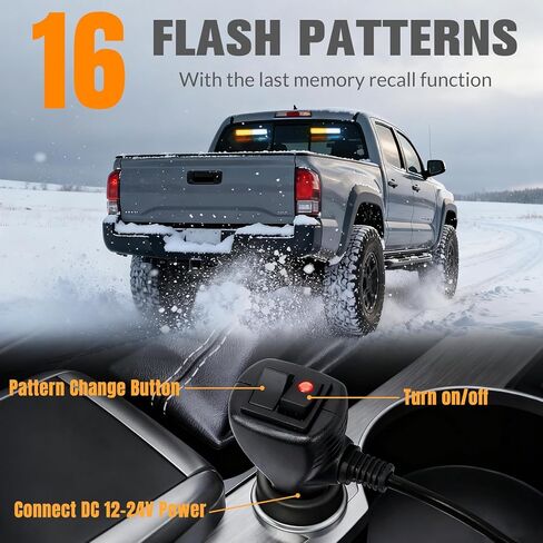DIBMS 40 LED Stroboscopic Indicator Light Bar, Front Rear Windshield Visor Lights, Dash Safety Warning for Construction Tow Plow Trucks Car Accessories Emergency Rooftop Strobe LightBar (Amber/White) in Saudi Arabia