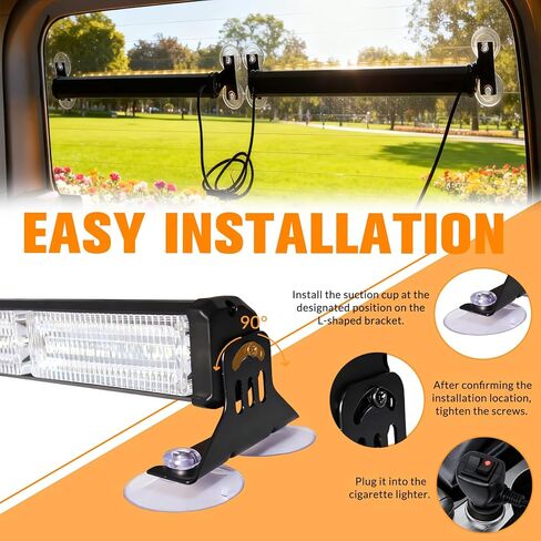 DIBMS 40 LED Stroboscopic Indicator Light Bar, Front Rear Windshield Visor Lights, Dash Safety Warning for Construction Tow Plow Trucks Car Accessories Emergency Rooftop Strobe LightBar (Amber/White) in Saudi Arabia