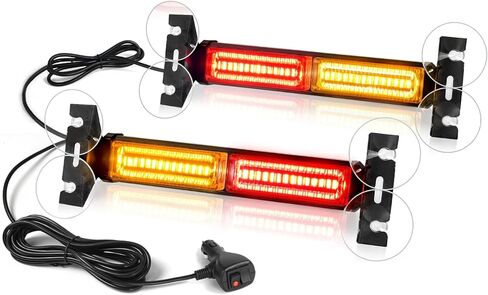 DIBMS 40 LED Stroboscopic Indicator Light Bar, Front Rear Windshield Visor Lights, Dash Safety Warning for Construction Tow Plow Trucks Car Accessories Emergency Rooftop Strobe LightBar (Amber/White) in Saudi Arabia