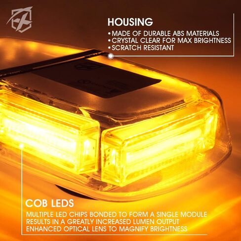 Xprite العنبر COB LED أضواء منارة على السطح 12 "شريط ضوء ستروب صغير مع حامل مغناطيسي وامض تحذير ضوء تحذير لمركبات الطوارئ والشاحنات محراث الثلج البريدي in Kuwait