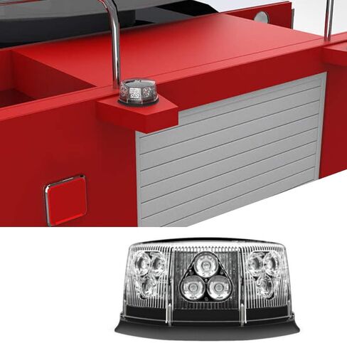 SpeedTech Lights Octo 24 LED 72W ضوء ستروب منارة دوارة - ضوء تحذير مغناطيسي مثبت على السقف لسيارات الشرطة وشاحنات السحب والبناء والمحاريث ومركبات الطوارئ (العنبر/التناوب الشفاف) in Kuwait