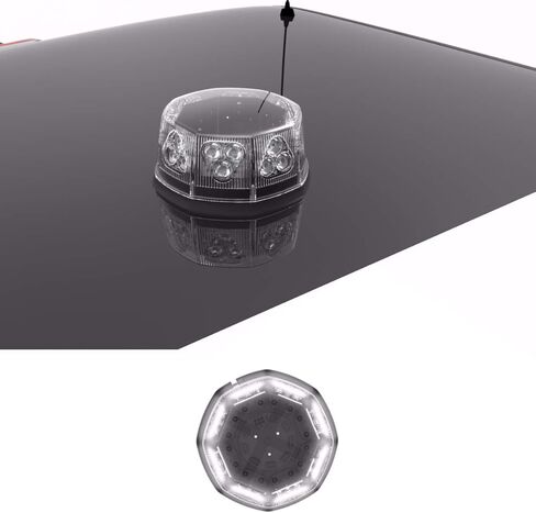 SpeedTech Lights Octo 24 LED 72W ضوء ستروب منارة دوارة - ضوء تحذير مغناطيسي مثبت على السقف لسيارات الشرطة وشاحنات السحب والبناء والمحاريث ومركبات الطوارئ (العنبر/التناوب الشفاف) in Kuwait