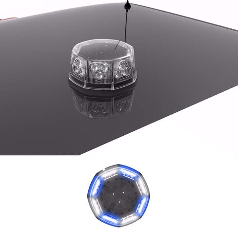 SpeedTech Lights Octo 24 LED 72W ضوء ستروب منارة دوارة - ضوء تحذير مغناطيسي مثبت على السقف لسيارات الشرطة وشاحنات السحب والبناء والمحاريث ومركبات الطوارئ (العنبر/التناوب الشفاف) in Kuwait