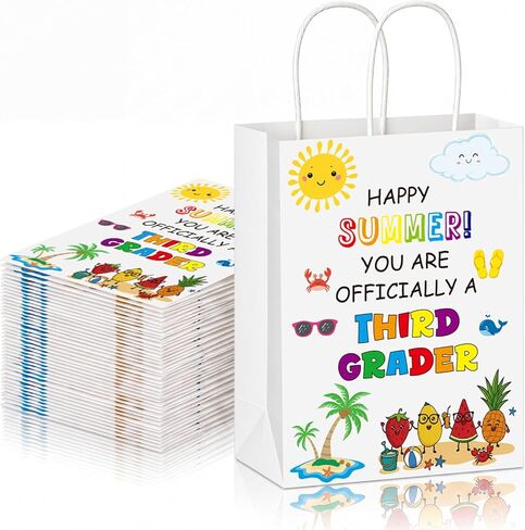 Crtiin 24 Pcs End of Year Gifts Bags for Second Grader, Summer Party Favor Bags Bulk with Handles, Last Day of School Goodies Bag, Class Present Bag for School's Out Classroom Favor Student Classmate in Kuwait