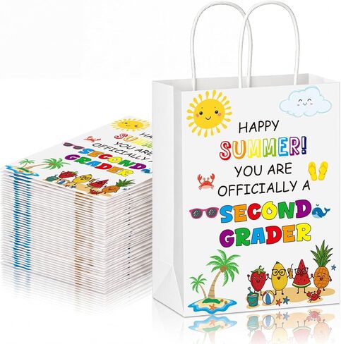 Crtiin 24 Pcs End of Year Gifts Bags for Second Grader, Summer Party Favor Bags Bulk with Handles, Last Day of School Goodies Bag, Class Present Bag for School's Out Classroom Favor Student Classmate in Kuwait