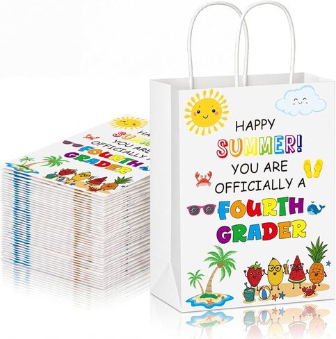 Crtiin 24 Pcs End of Year Gifts Bags for Second Grader, Summer Party Favor Bags Bulk with Handles, Last Day of School Goodies Bag, Class Present Bag for School's Out Classroom Favor Student Classmate in Kuwait