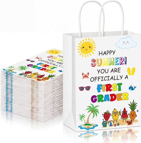 Crtiin 24 Pcs End of Year Gifts Bags for Second Grader, Summer Party Favor Bags Bulk with Handles, Last Day of School Goodies Bag, Class Present Bag for School's Out Classroom Favor Student Classmate in Kuwait