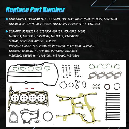AUCERAMIC HS26540PT-1 Engine Cylinder Head Gasket Set with Bolts Fit 2011-2021 for Chevrolet Chevy Cruze Limited Sonic Trax Buick Encore 1.4L,HS31411 HSCV001 HS26540PT1 Full Head Gasket Kit HS54898 in Kuwait