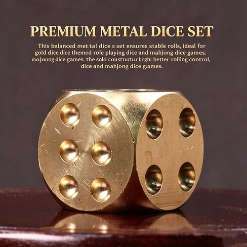 Metal Dice Set Gold dice Role Playing Mahjong Dice for Tabletop Board Games RPG Party Gaming in Saudi Arabia