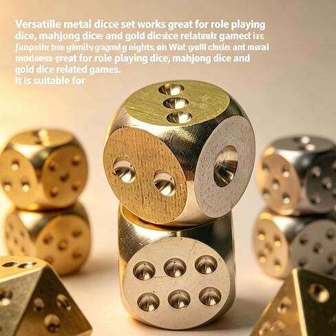 Metal Dice Set Gold dice Role Playing Mahjong Dice for Tabletop Board Games RPG Party Gaming in Saudi Arabia