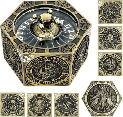 DND Hexagonal Spinner Dice Fidget, 7 in 1 Unique Metal D&D Dice Set with 3D Relief Design, Dungeons and Dragons Edged Polyhedral Dice for RPG and Tabletop Games (Bronze) in Saudi Arabia