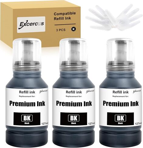 Compatible 127ML Refill Ink Bottle Replacement for 532 T532 T532120 T532120-S EcoTank ET-M1100 ET-M1120 ET-M1170 ET-M1180 ET-M2140 ET-M2170 ET-M3170 (3-Pack, Black) in Saudi Arabia
