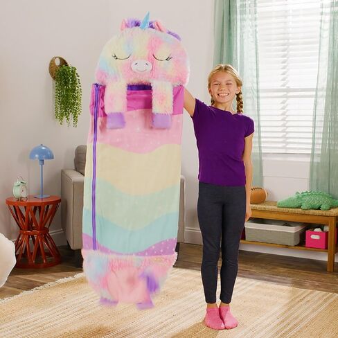 Happy Nappers: S4 Pillow & Sleepy Sack: Large - Dreamy the Rainbow Unicorn - 66 x 30, 2-in-1: Plush Opens to Sleeping Bag, Soft Play & Nap Character, Kids 3+ in Saudi Arabia