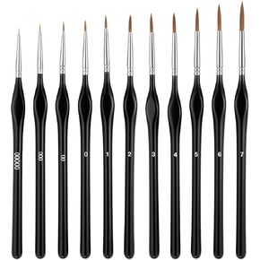 11 Pcs Fine Detail Paint Brushes Set Miniature Brushes, Fine Tip Paint Brush for Watercolor, Acrylic & Oil, Wood Handle with Nylon Bristles, Detail Painting for Models, Face & Nail Art in Saudi Arabia