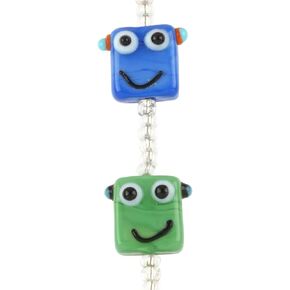 Bead Landing Multicolor Lampwork Glass Robot Beads – Handmade Beads with Spacer Beads for Jewelry Making, Crafts & Home Decor, 12 Pack in Kuwait