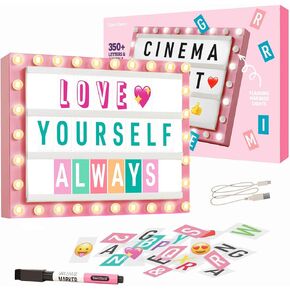 Cinema Light Box for Girls - 8 9 10 11 12 Year Old Girl Gifts - Gift for Teen, Tween Girl - Birthday Gifts for 11 Year Old Girls - Teenage Room Decor - Name Light up Sign for Wall - Cute Tween Toys in Kuwait