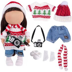 9.5 Inch Doll Clothes, Doll Outfits with Velcro for Easy Dress Up, Doll Accessories Set Includes Headpiece, Shoes, Jumpsuit, Dress, Top, Pants, Headband, Socks–Fits 24cm Doll in Saudi Arabia