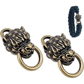 NBEADS 2 Pcs Brass Paracord Beads, Lion Head Brass Shackle Clasps Bracelet Buckle in Saudi Arabia