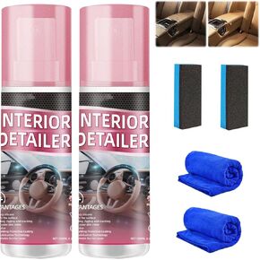 2Pcs Car Interior Cleaner, New Polishing Cleaner, All Purpose Car Interior Detailer Spray, Interior Detailer Spray Suitable for Cleaning Rubber, Plastic, Leather Surfaces Inside the Car (2*100ML) in Saudi Arabia