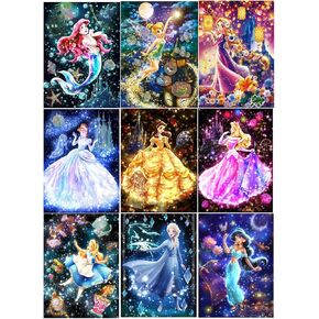 ARPADAMO 12 Pack Princess Diamond Art,5D Princess Diamond Art Kits for Adults,DIY Full Drill Diamond Painting Kit,Home Wall Decor Diamond Painting(12x16 Inch) in Saudi Arabia