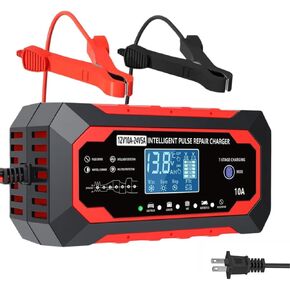 10-Amp 12V/24V Fully Automatic Smart Car Battery Charger, Battery Maintainer Trickle Charger Desulfator with Temperature Compensation for Car Truck Lawn Mower Boat in Saudi Arabia