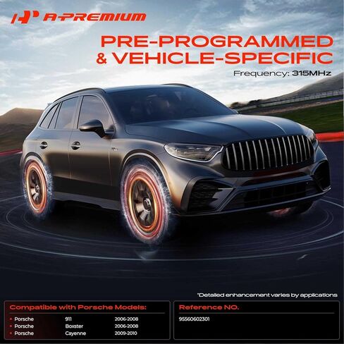 مستشعر مراقبة ضغط الإطارات TPMS مبرمج مسبقًا 4 قطع من A-Premium - متوافق مع Porsche 911 2006-2008، Boxster 2006-2008، Cayenne 2009-2010 - 315 ميجا هرتز - مطلوب إعادة التعلم - استبدال 95560602301 in Kuwait