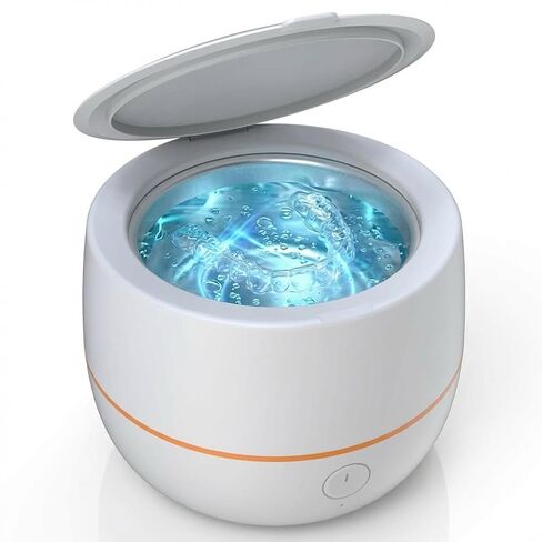 ARGOMAX Ultrasonic Retainer Cleaner for Dentures: 24W 200ml Portable Ultrasonic Cleaner Machine for All Dental Aligner, Braces, Mouth Guards, Toothbrush Head, Shaver Head, Jewelry - Black+Orange. in Saudi Arabia