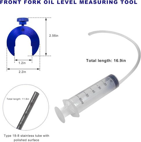 Fork Oil Adjuster Kit, Motorcycle Suspension Oil Level Adjuster with 60ml Syringe & Shape C Adjustable Ring, Fork Oil Level Gauge Adjustment Tool for Most Motorcycles in Kuwait