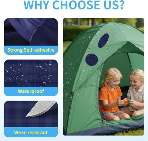 Waterproof Self-Adhesive Nylon Patches for Tent Repair Kit, 24pcs Outdoor Gear Tenacious Repair Tape, Fabric Patches for Clothes, Down Puffer Jacket, Tent, Sleeping Bag, Backpack, Navy Blue in Kuwait