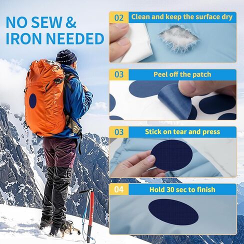 Waterproof Self-Adhesive Nylon Patches for Tent Repair Kit, 24pcs Outdoor Gear Tenacious Repair Tape, Fabric Patches for Clothes, Down Puffer Jacket, Tent, Sleeping Bag, Backpack, Navy Blue in Kuwait